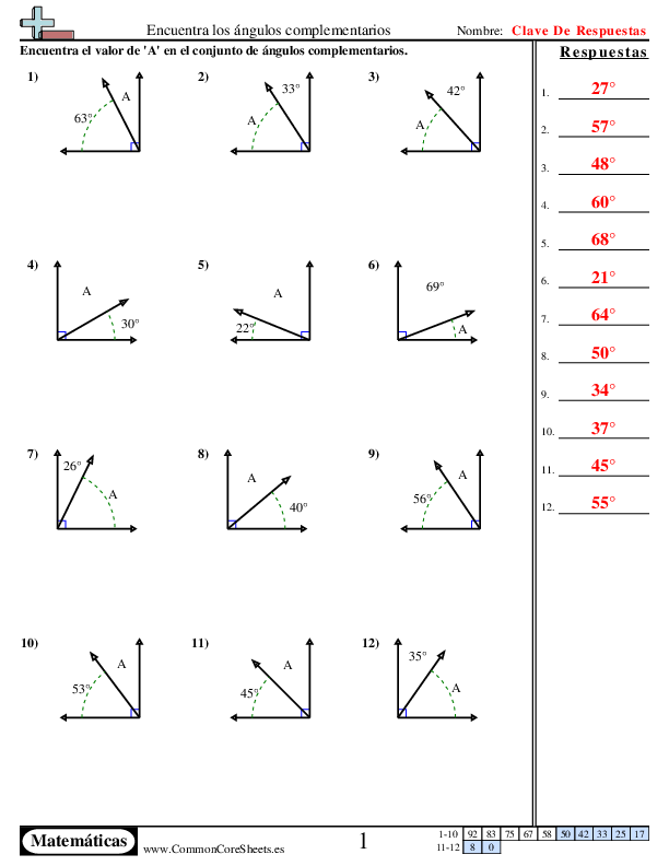  - encuentra-los-angulos-complementarios worksheet