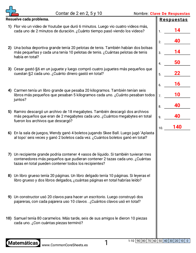 Ejercicios  de conteo - contar-de-2-5-y-10-palabras worksheet