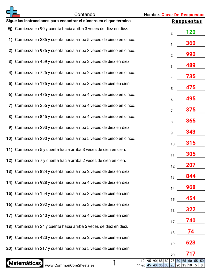 Ejercicios  de conteo - contar-hacia-arriba worksheet