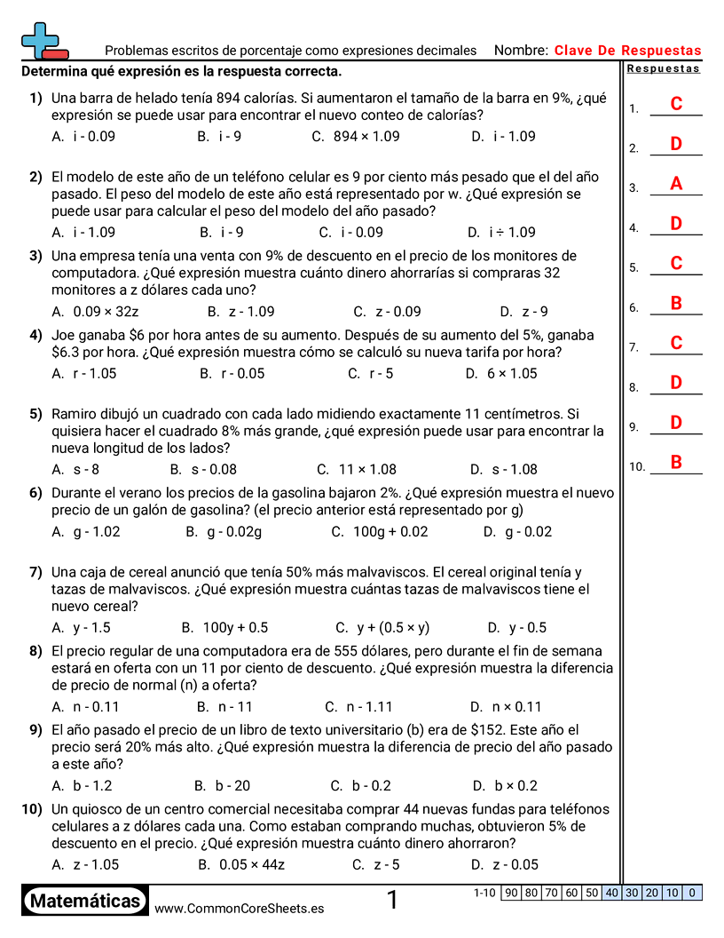 Ejercicios de álgebra - problemas-de-porcentajes-como-expresiones-decimales-problemas-de-palabras worksheet