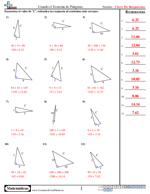  - usando-el-teorema-de-pitagoras worksheet