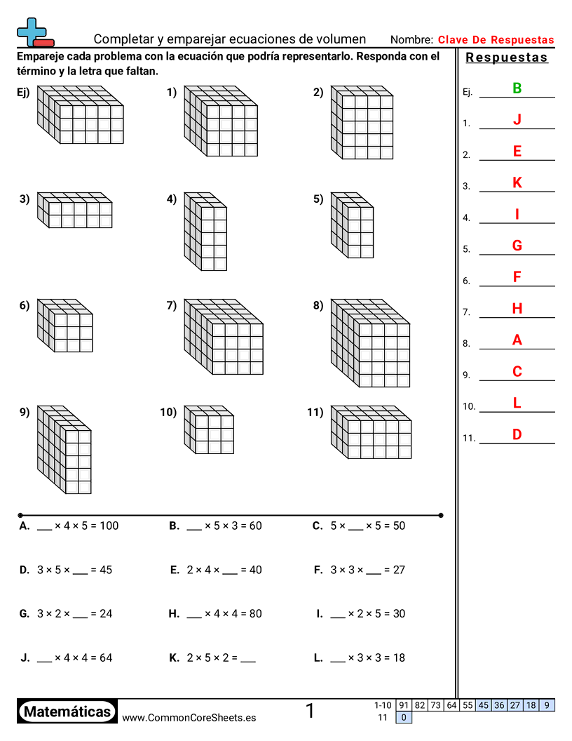 Ejercicios  de volúmenes - completar-y-emparejar-ecuaciones-de-volumen worksheet