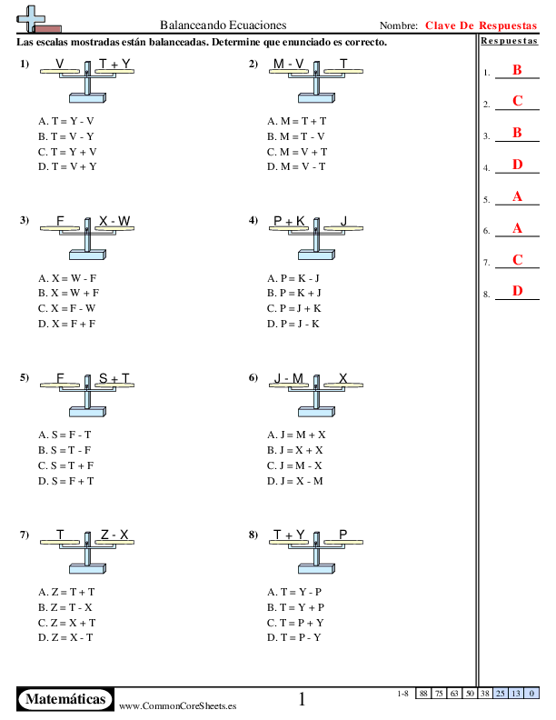  - escalas-opcion-multiple-suma-y-resta worksheet