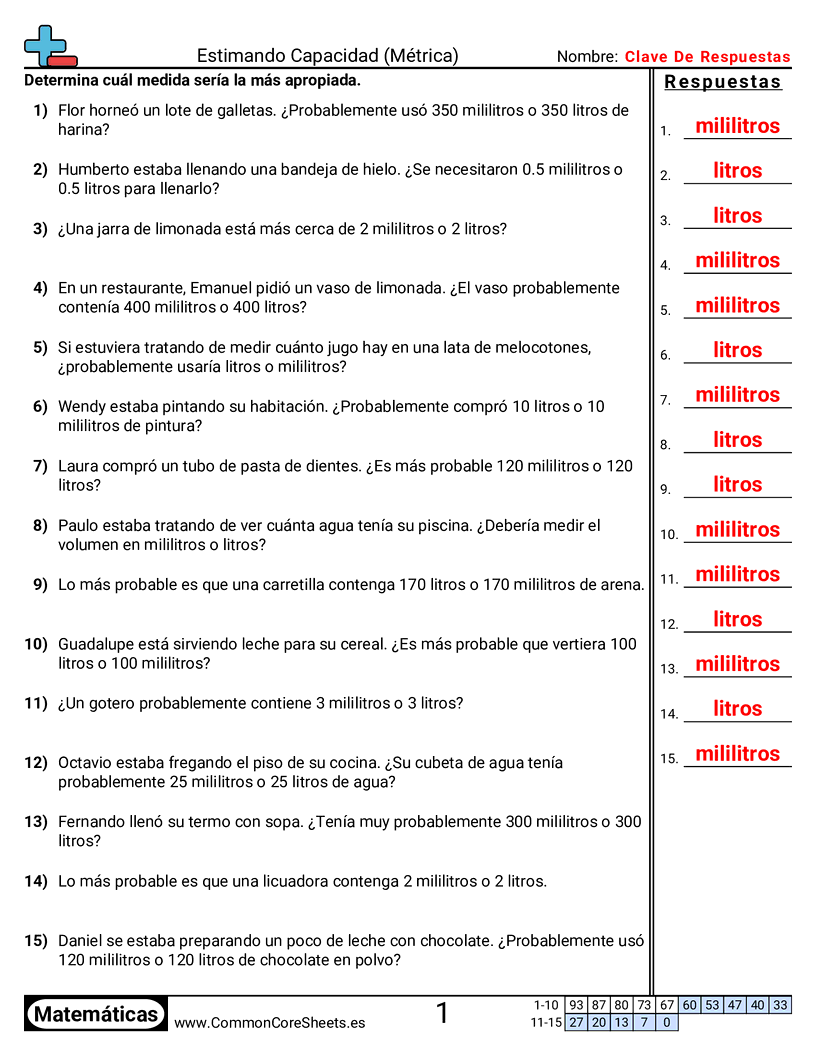 Ejercicios  de capacidad - capacidad-metrica-palabras worksheet