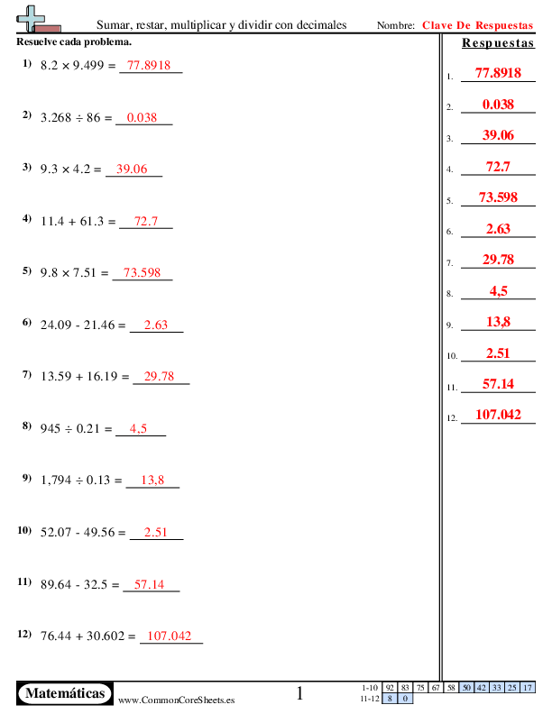  - sumar-restar-multiplicar-y-dividir-con-decimales worksheet