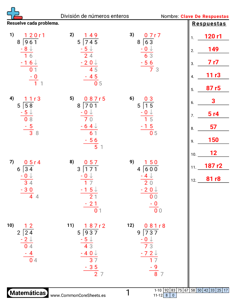 Ejercicios  de división - 3-d-1-con-residuo worksheet