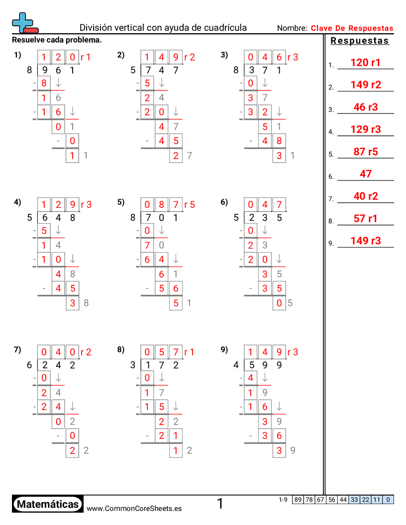 Ejercicios  de división - 4-2-con-residuo worksheet