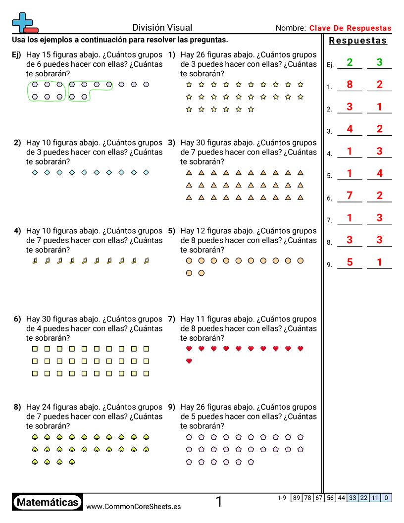 Ejercicios  de división - con-residuo worksheet