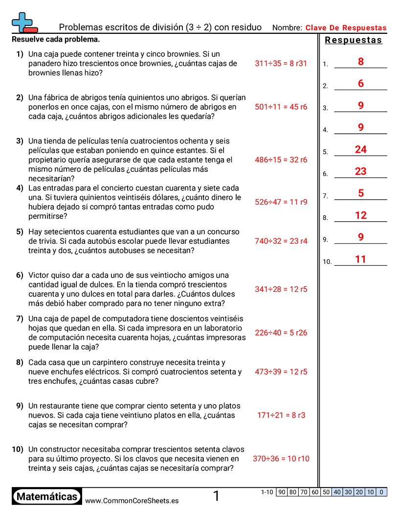 Ejercicios  de división - 3-d-2-con-residuo worksheet
