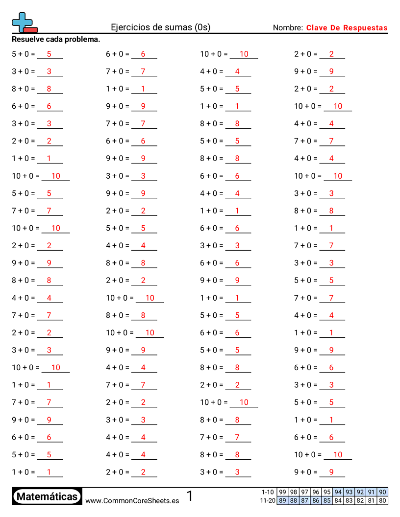Ejercicios  de ejercicios de matemáticas - 0-tablas-horizontal worksheet