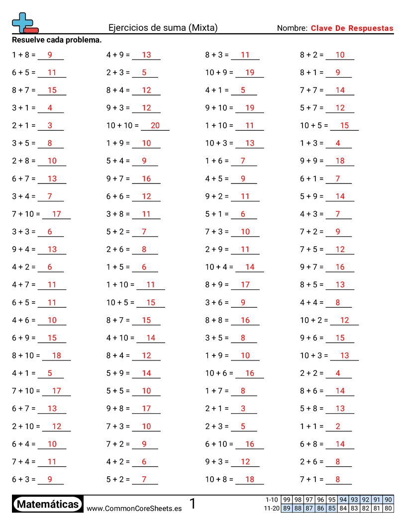 Ejercicios  de ejercicios de matemáticas - mixto-horizontal worksheet