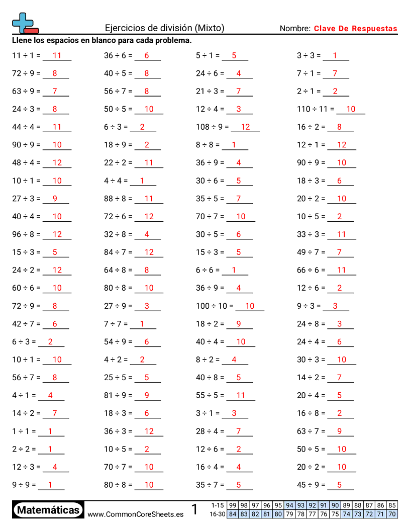Ejercicios  de división - mixto worksheet