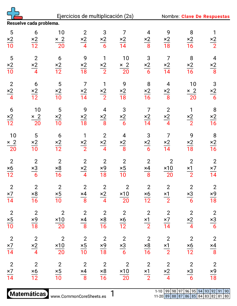 Ejercicios  de ejercicios de matemáticas - 2-tablas worksheet