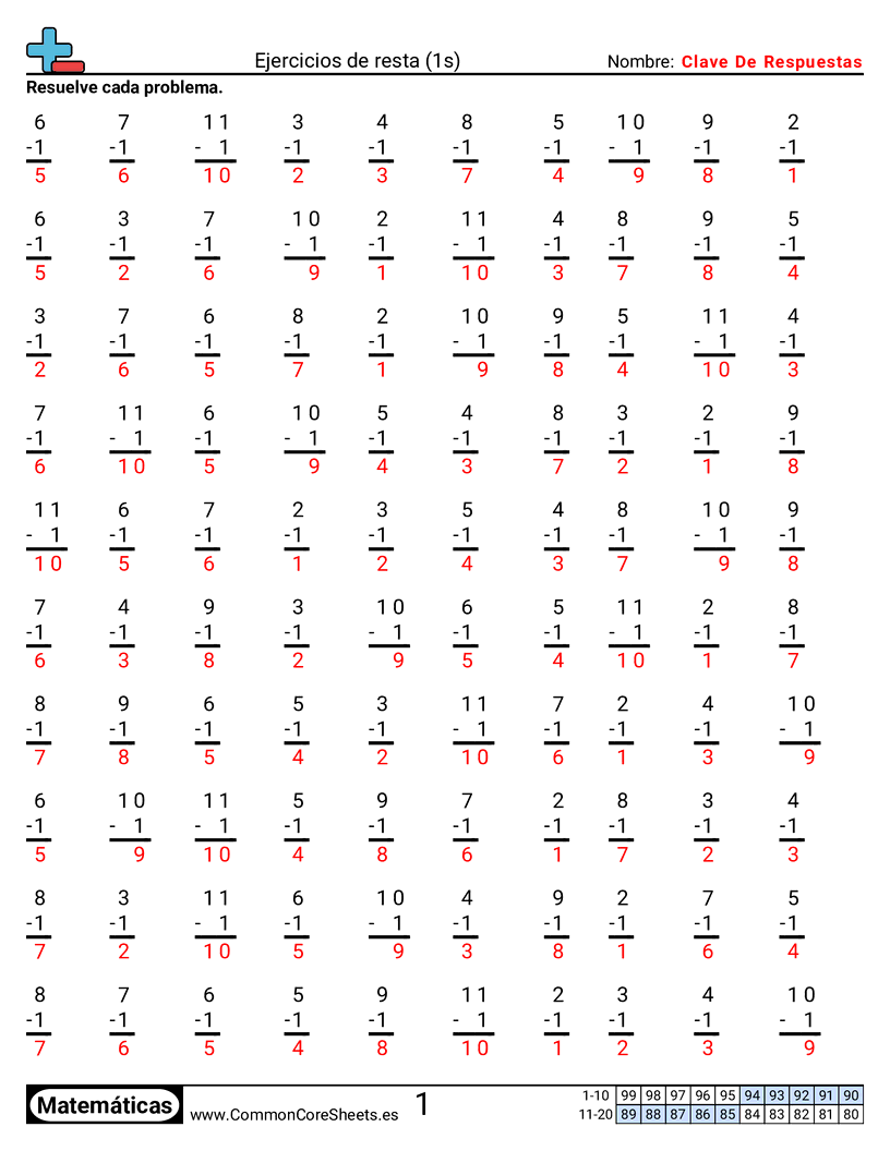 Ejercicios  de ejercicios de matemáticas - 1-tablas worksheet