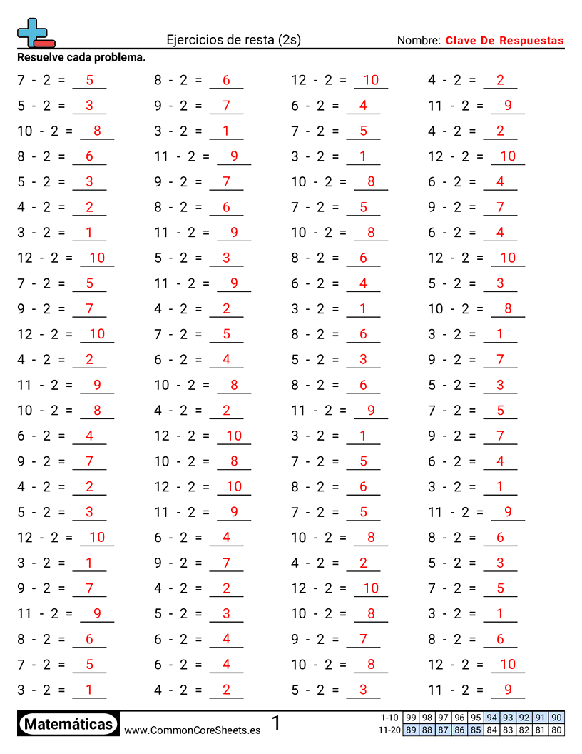 Ejercicios  de ejercicios de matemáticas - 2-tablas-horizontal worksheet