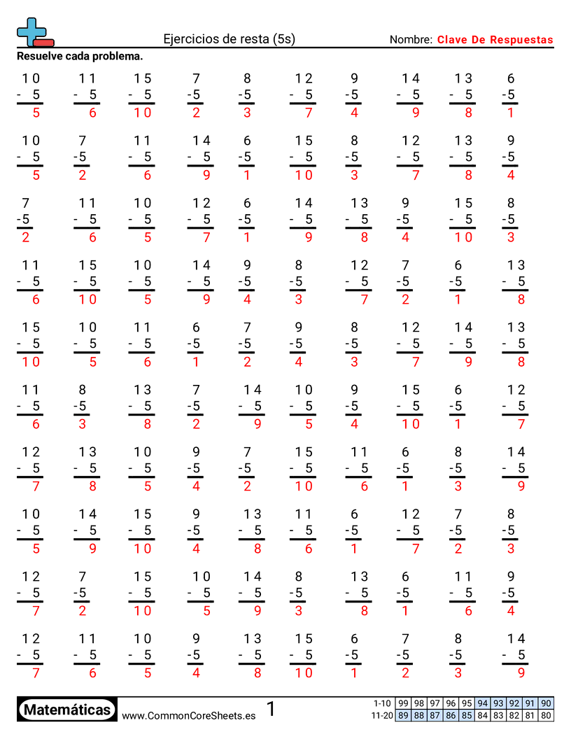 Ejercicios  de ejercicios de matemáticas - 5-tablas worksheet