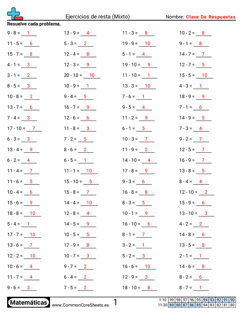 Ejercicios  de ejercicios de matemáticas - mixto-horizontal worksheet