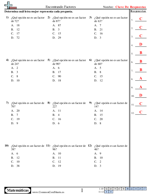  - encontrar-factores worksheet