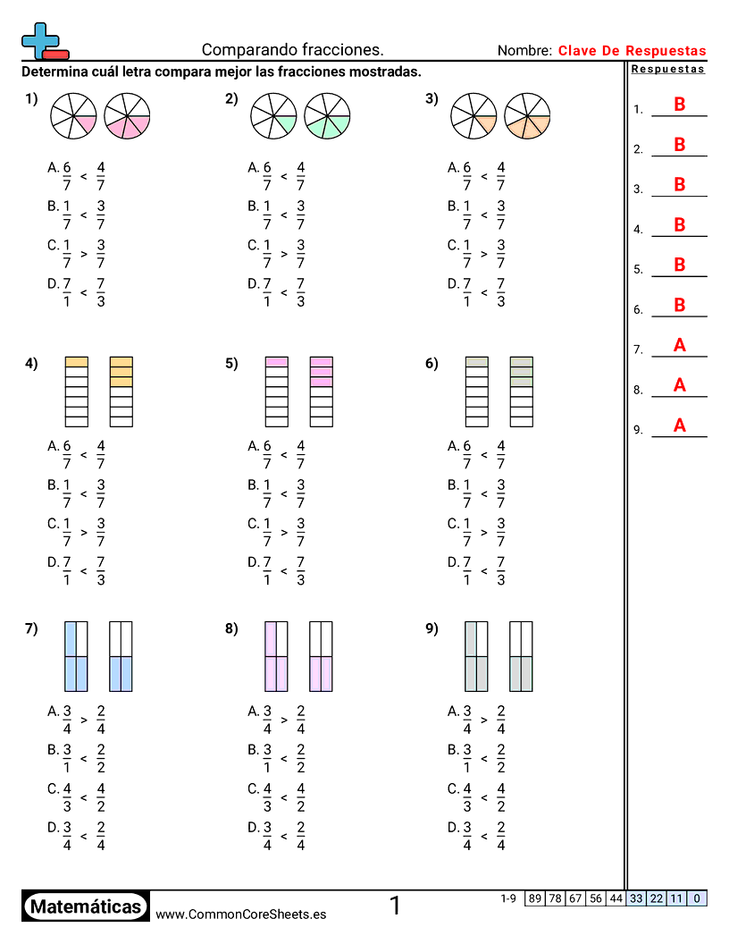 Ejercicios  de fracciones - comparar-fracciones worksheet