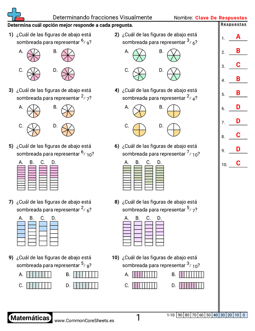 Ejercicios  de fracciones - determinar-fraccion-visual worksheet
