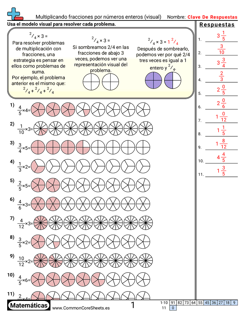 Ejercicios  de fracciones - multiplicar-fracciones-por-numeros-enteros-visual worksheet