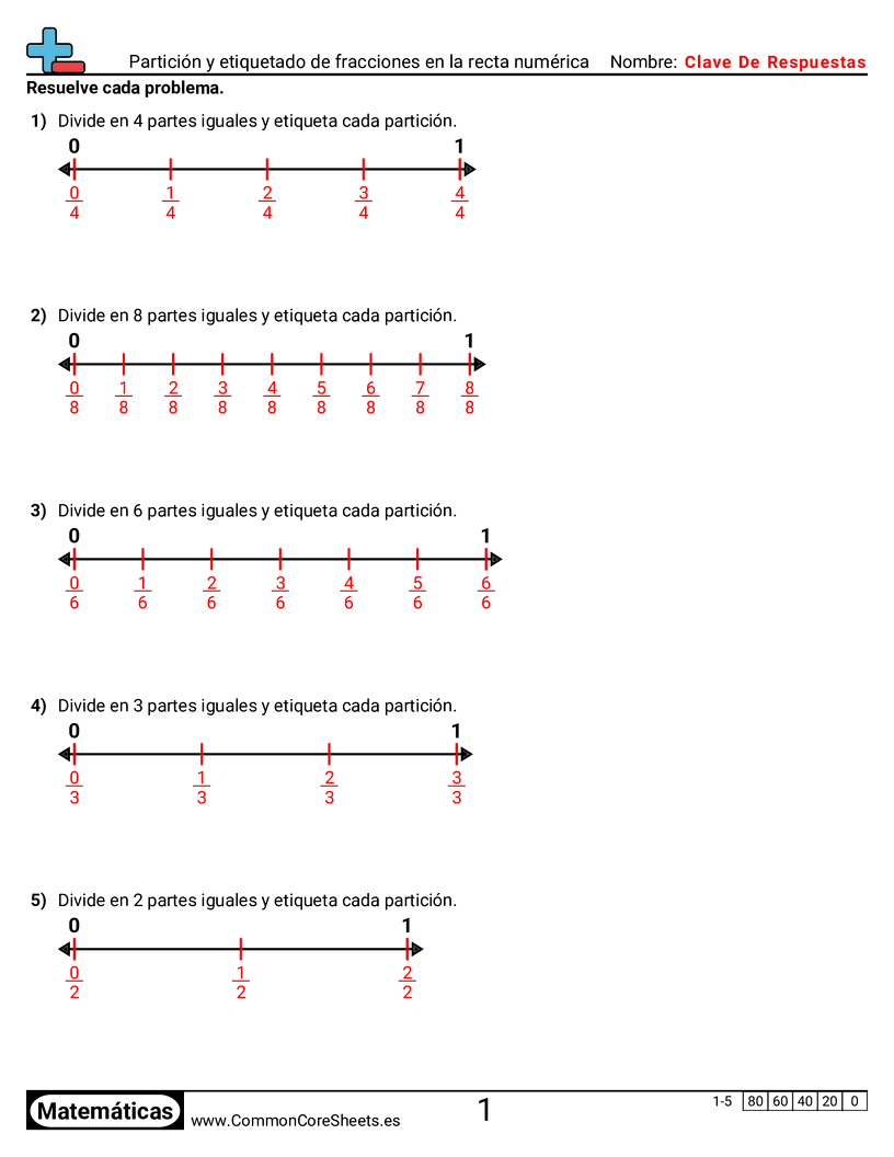 Ejercicios  de fracciones - particionar-y-etiquetar-fracciones-en-una-recta-numerica worksheet