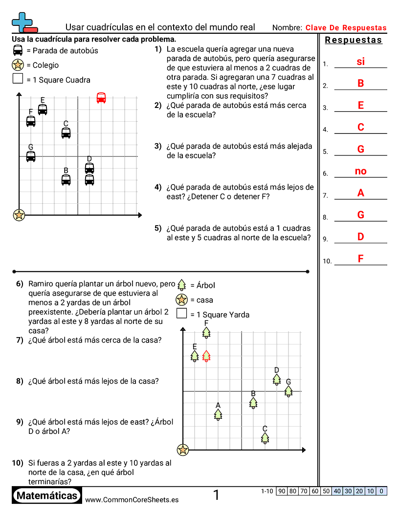 Ejercicios  de cuadriculas - usar-cuadriculas-en-el-contexto-del-mundo-real worksheet