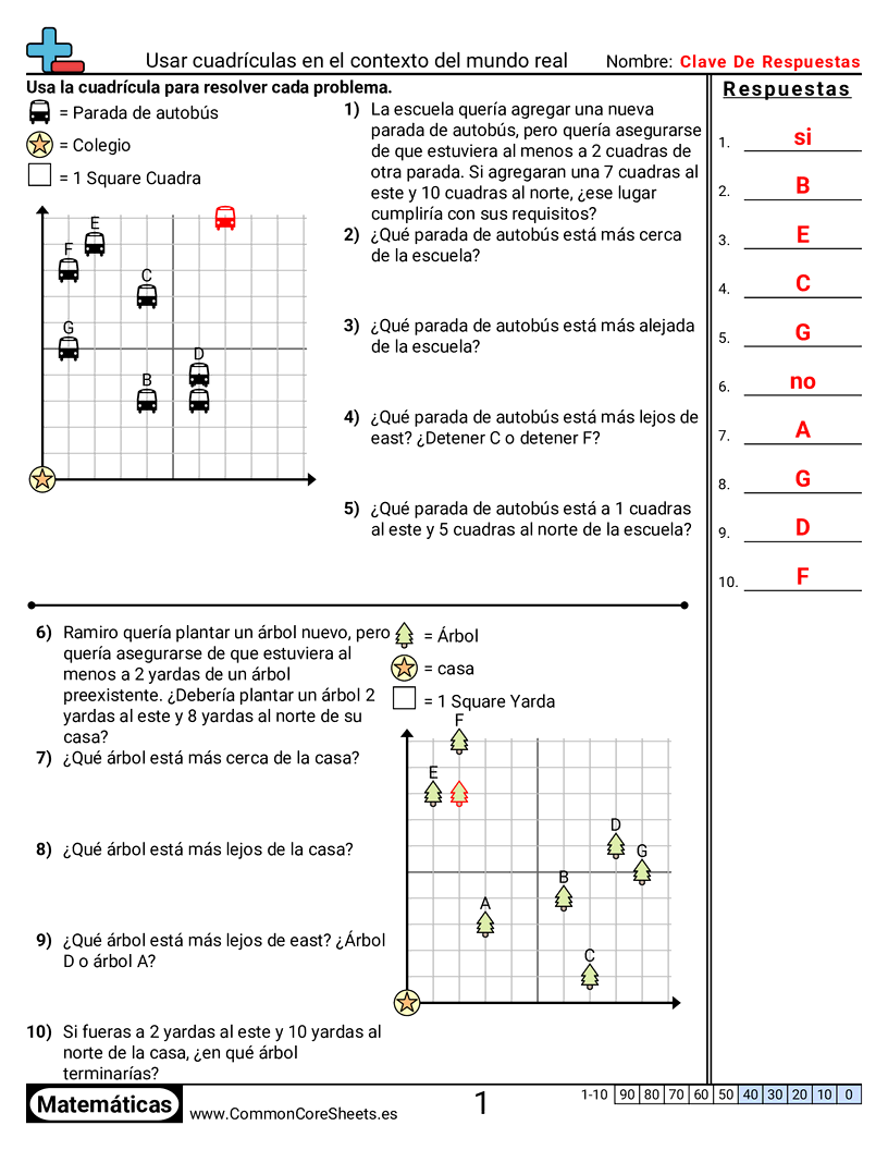 Ejercicios  de cuadriculas - usar-cuadriculas-en-un-contexto-del-mundo-real worksheet